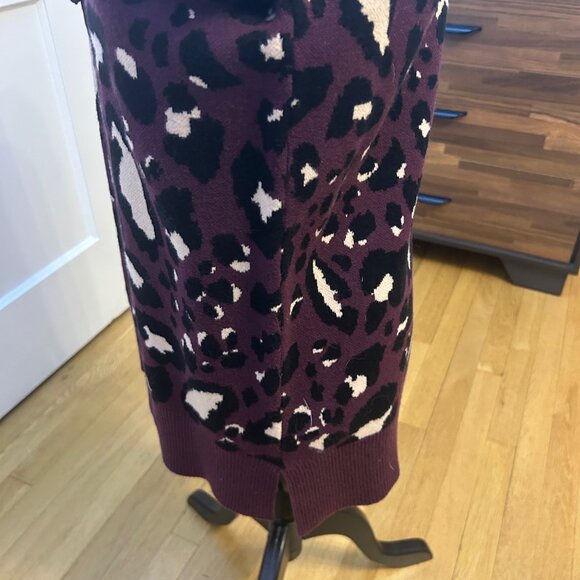 Lou & Grey Leopard Print Purple, Black, Ceam, Drawstring Neck Sweater S NWT - Picture 8 of 10